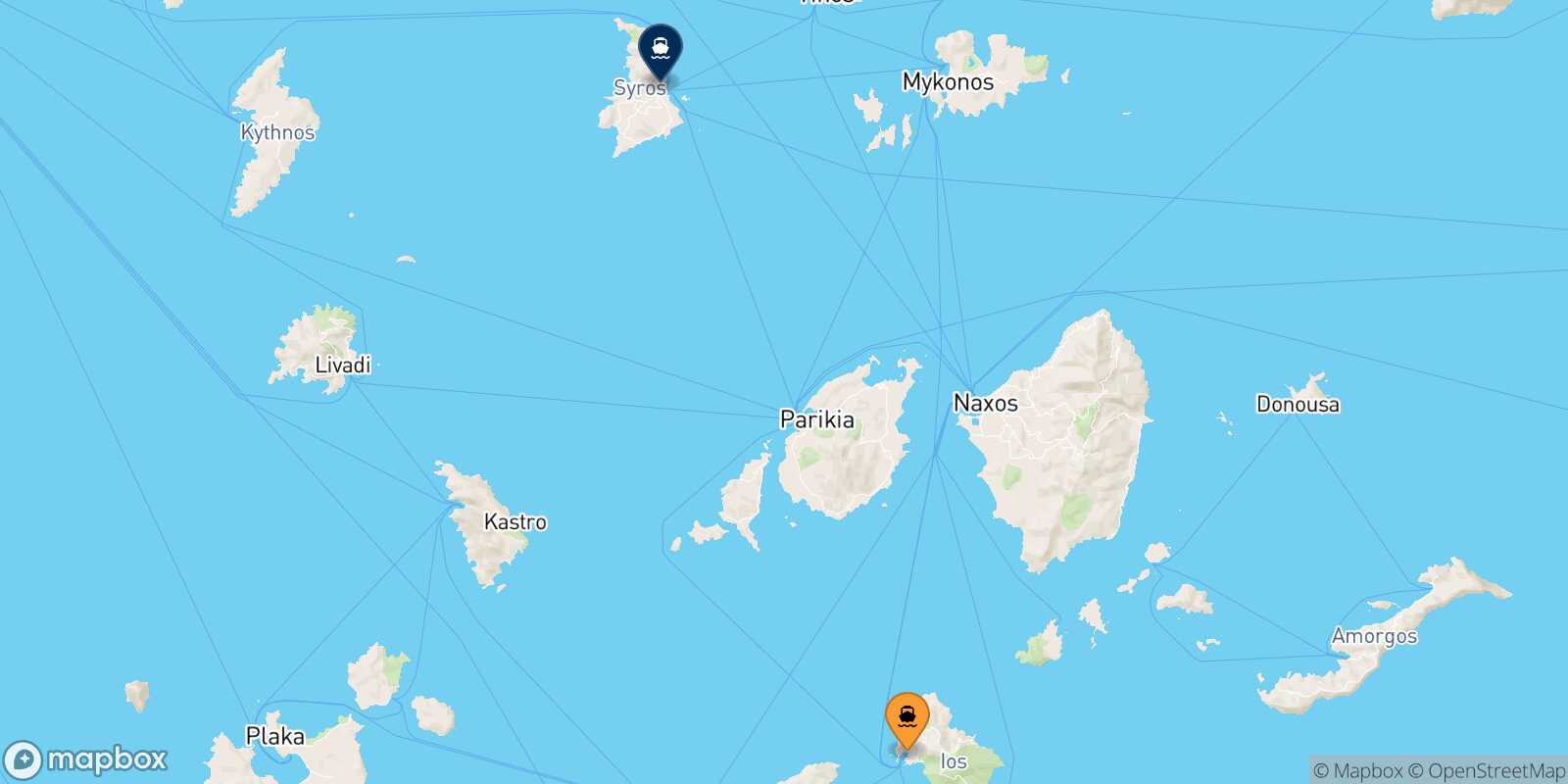 Mapa de la ruta Ios Syros