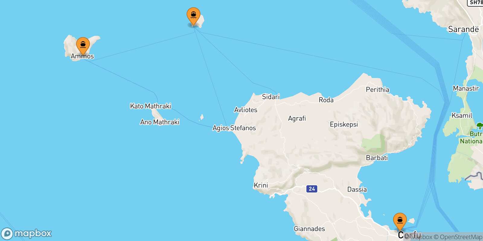 Mapa de los puertos conectados con  Mazraki