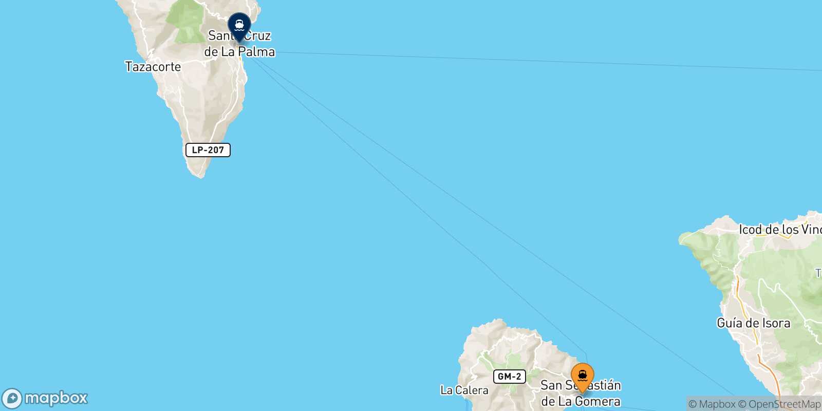 Mapa de la ruta San Sebastian De La Gomera Santa Cruz De La Palma