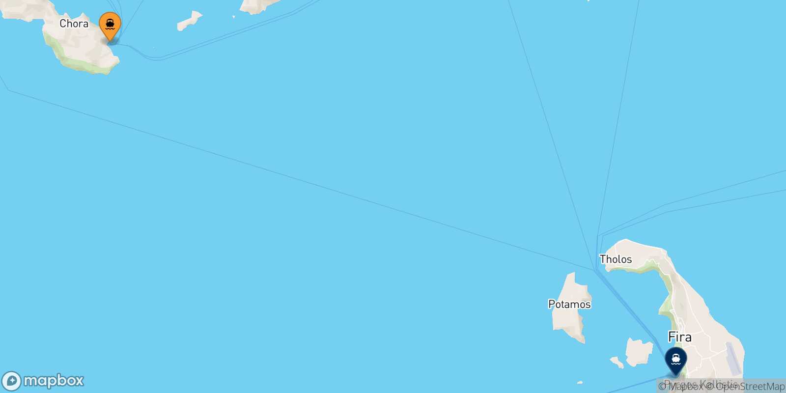 Mapa de la ruta Folegandros Santorini
