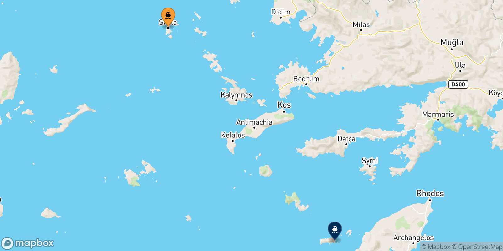 Mapa de la ruta Patmos Chalki