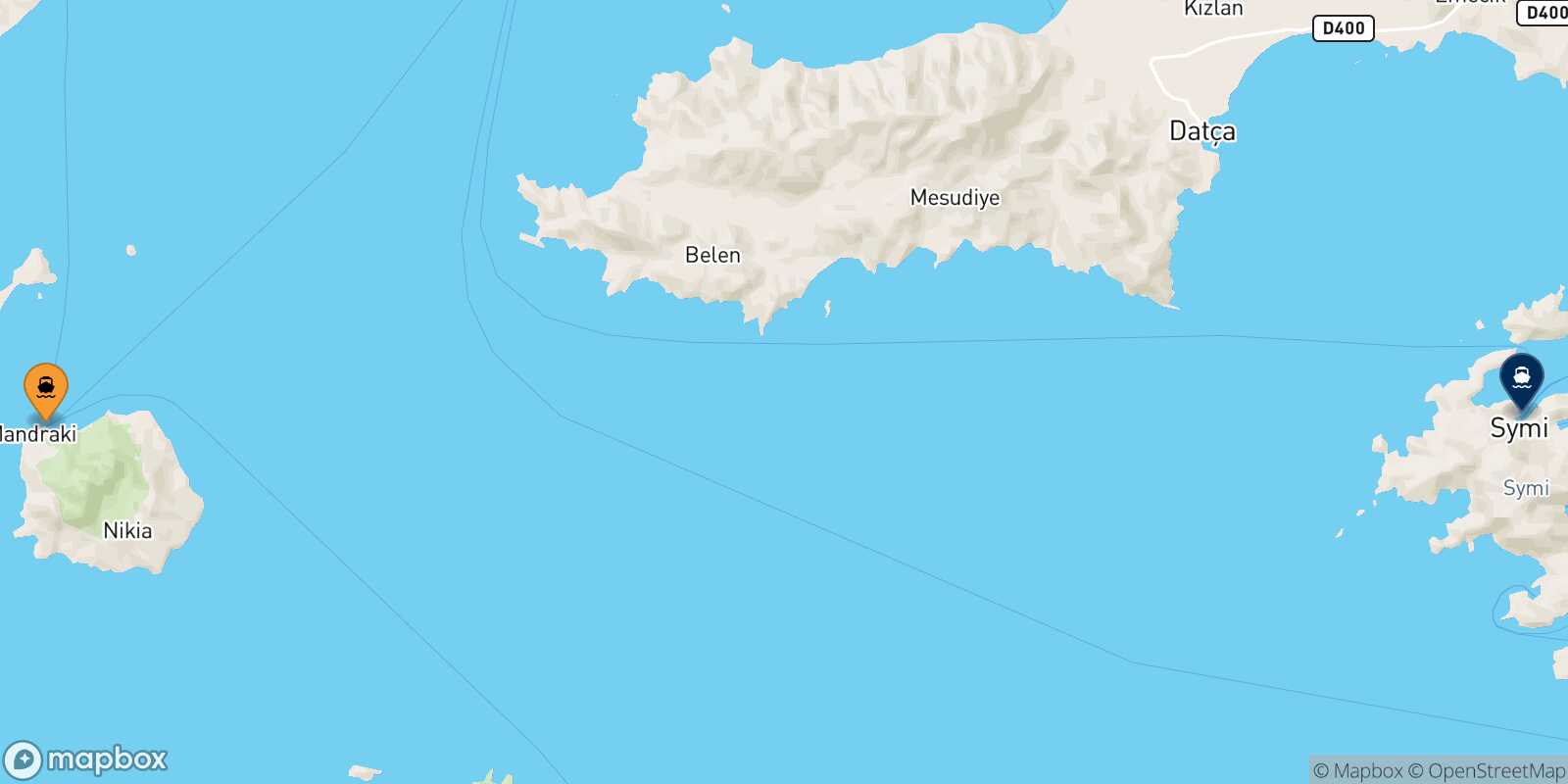 Mapa de la ruta Nisyros Symi