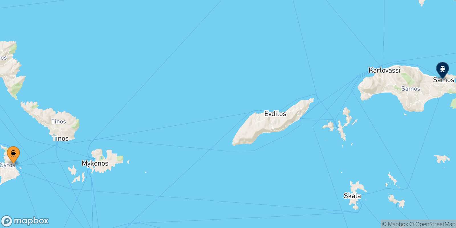 Mapa de la ruta Syros Vathi (Samos)