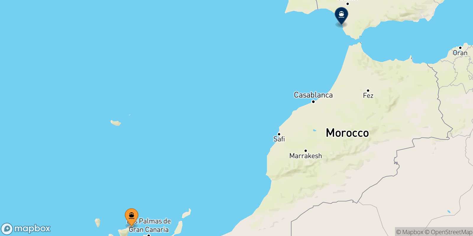 Mapa de la ruta Santa Cruz De Tenerife Cadiz