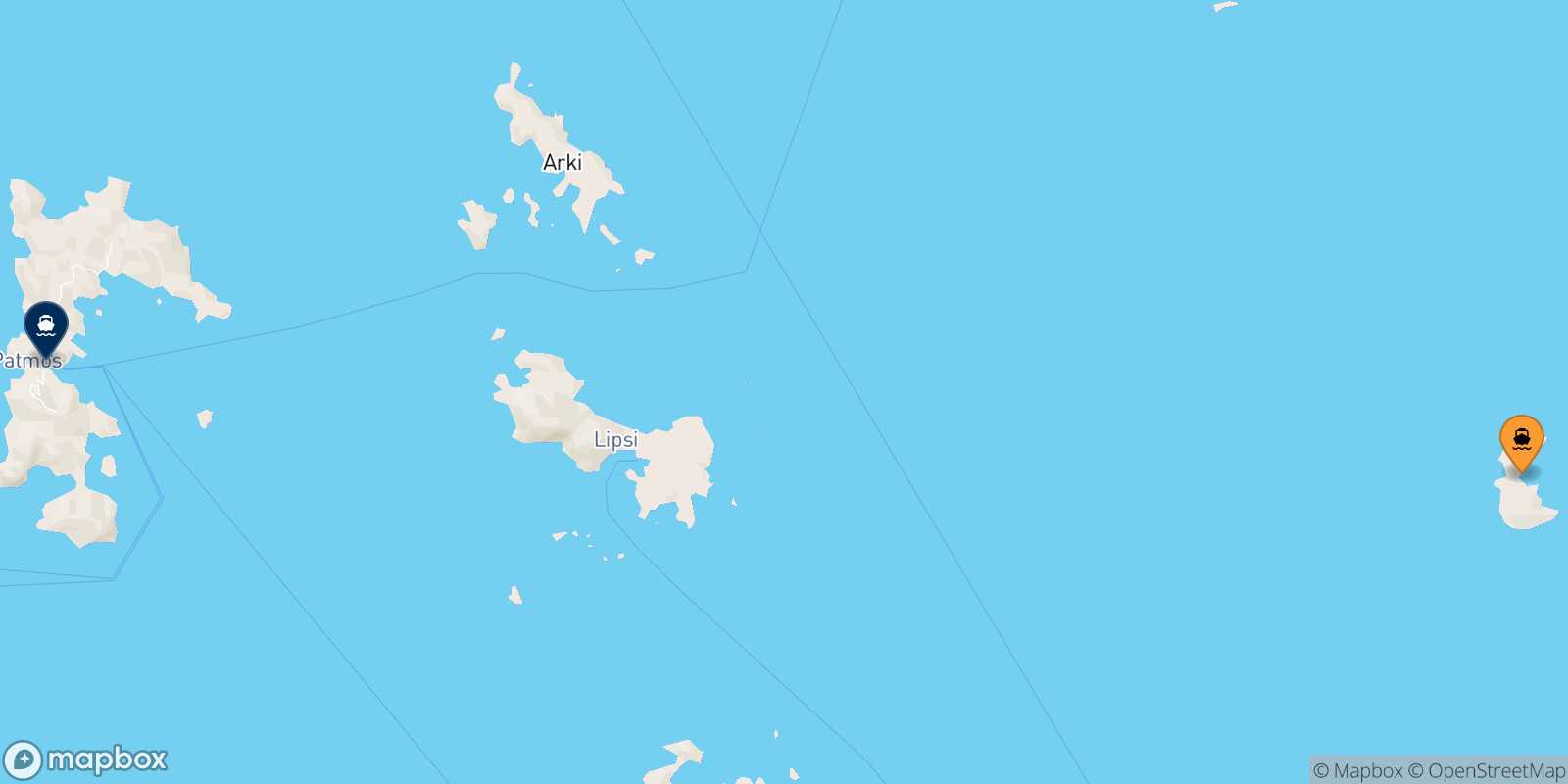 Mapa de la ruta Farmakonisi Patmos