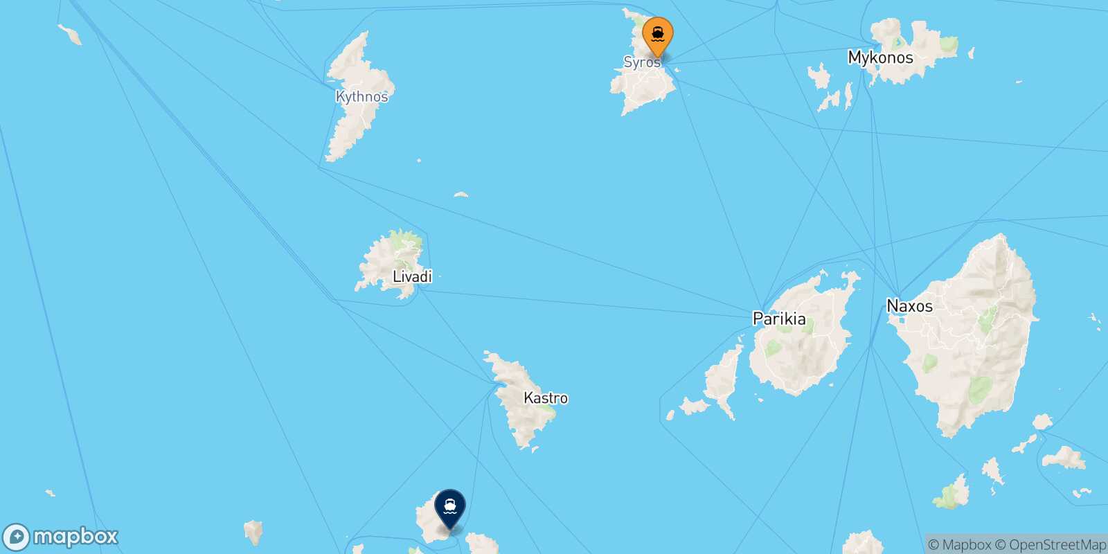 Mapa de la ruta Syros Kimolos