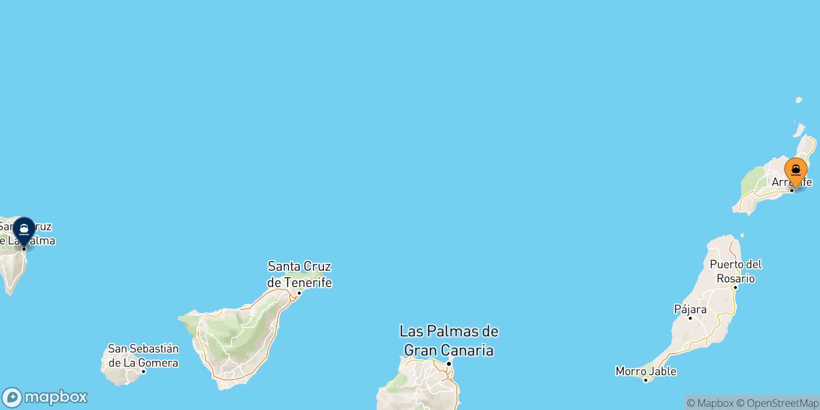 Mapa de la ruta Arrecife (Lanzarote) Santa Cruz De La Palma