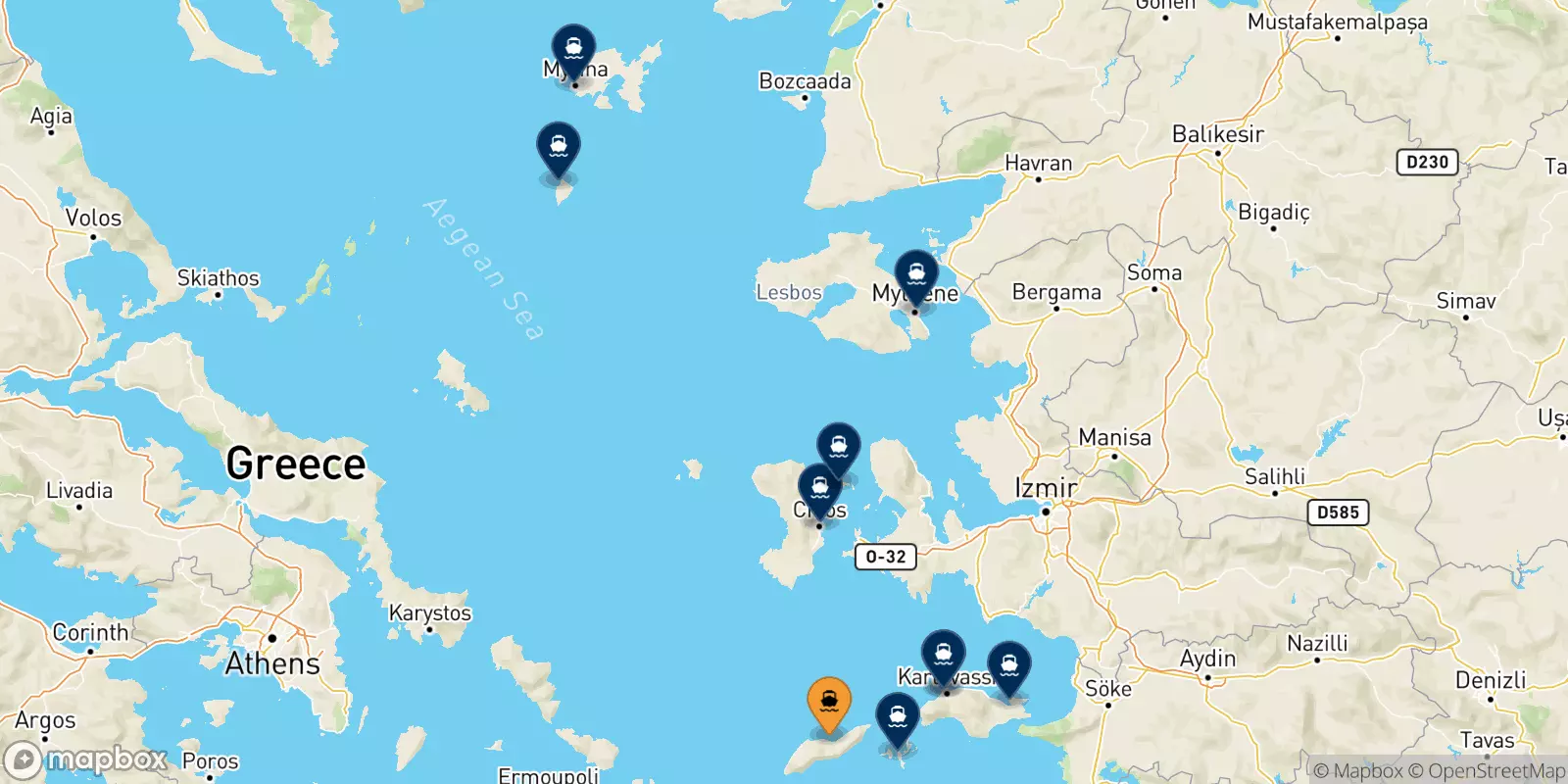 Ferries de Agios Kirikos (Ikaria) a Islas Del Egeo