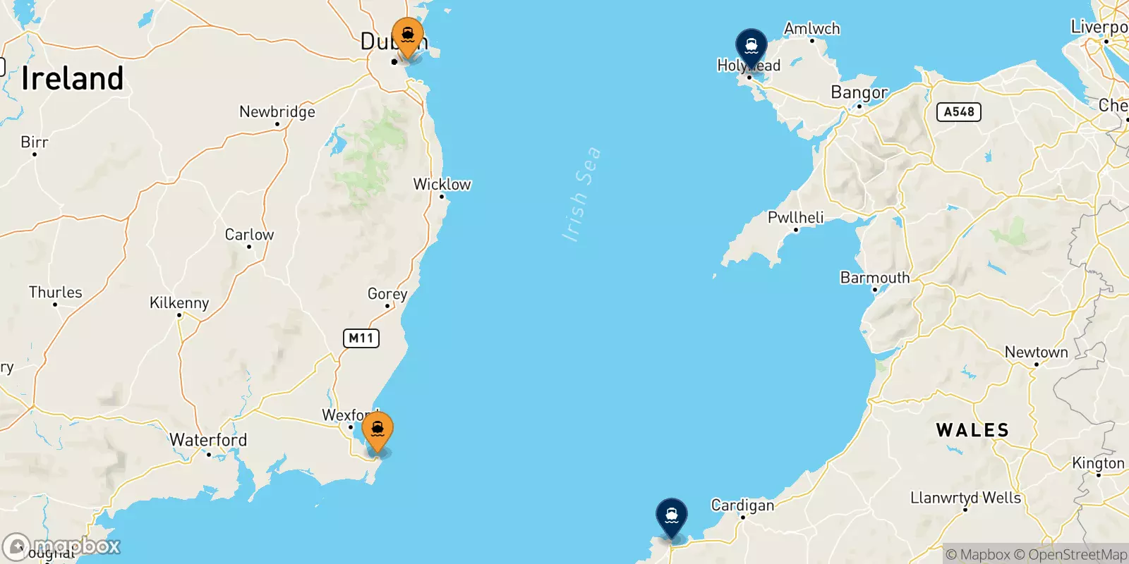 Ferries de Irlanda a Gales