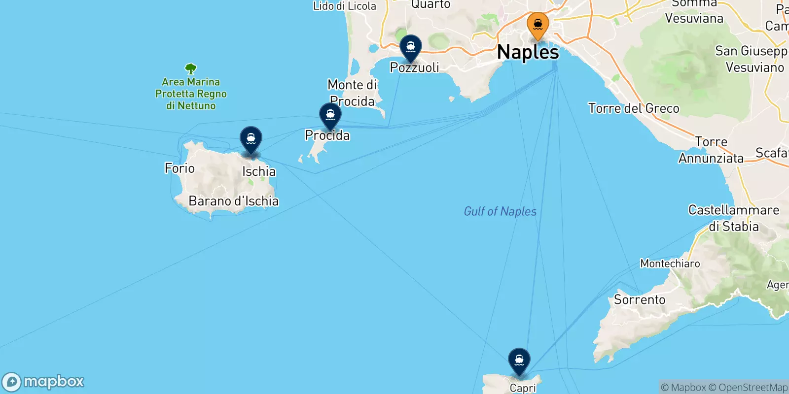 Ferries de Nápoles Beverello a Golfo De Nápoles