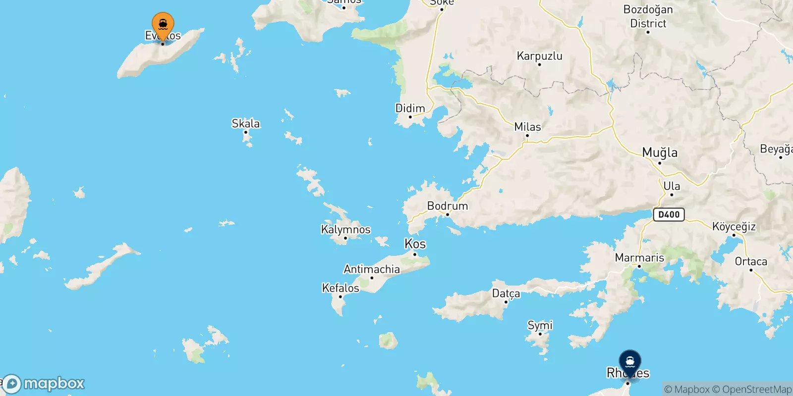 Ferries de Evdilos (Ikaria) a Rodas