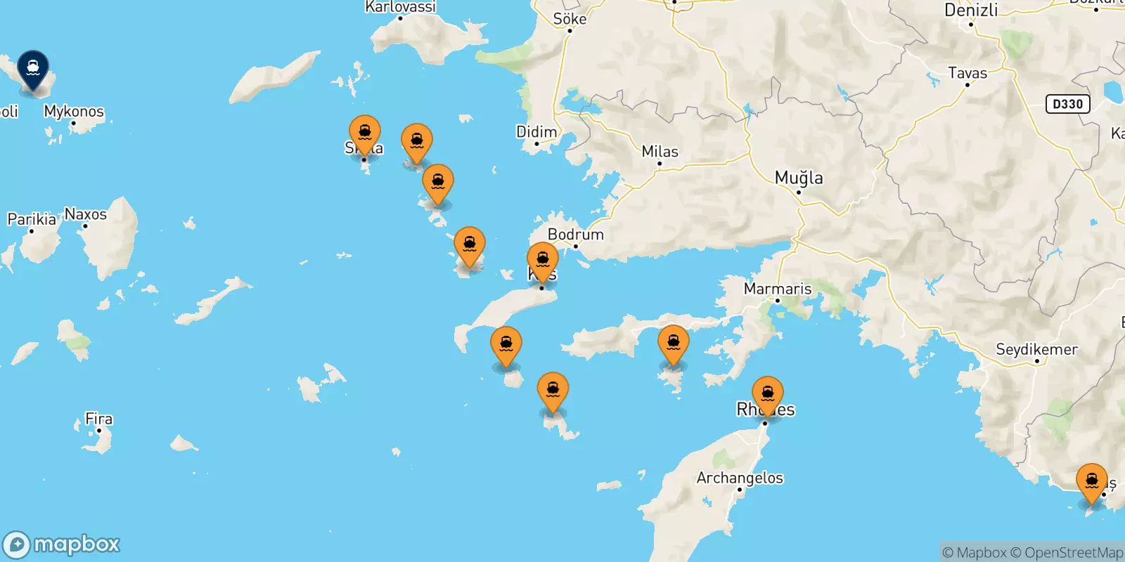 Ferries de Dodecaneso a Tinos