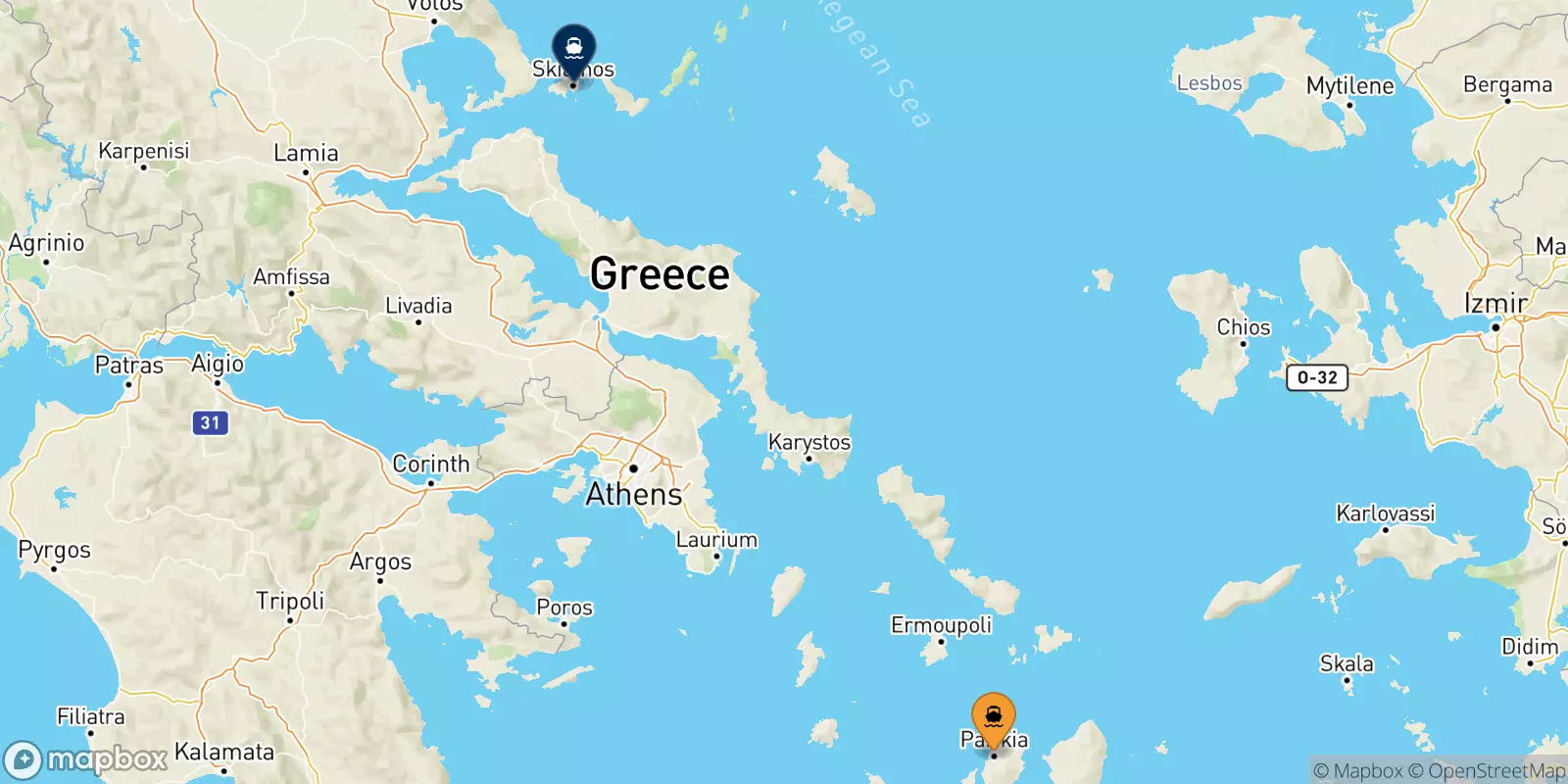 Ferries de Paros a Islas Espóradas